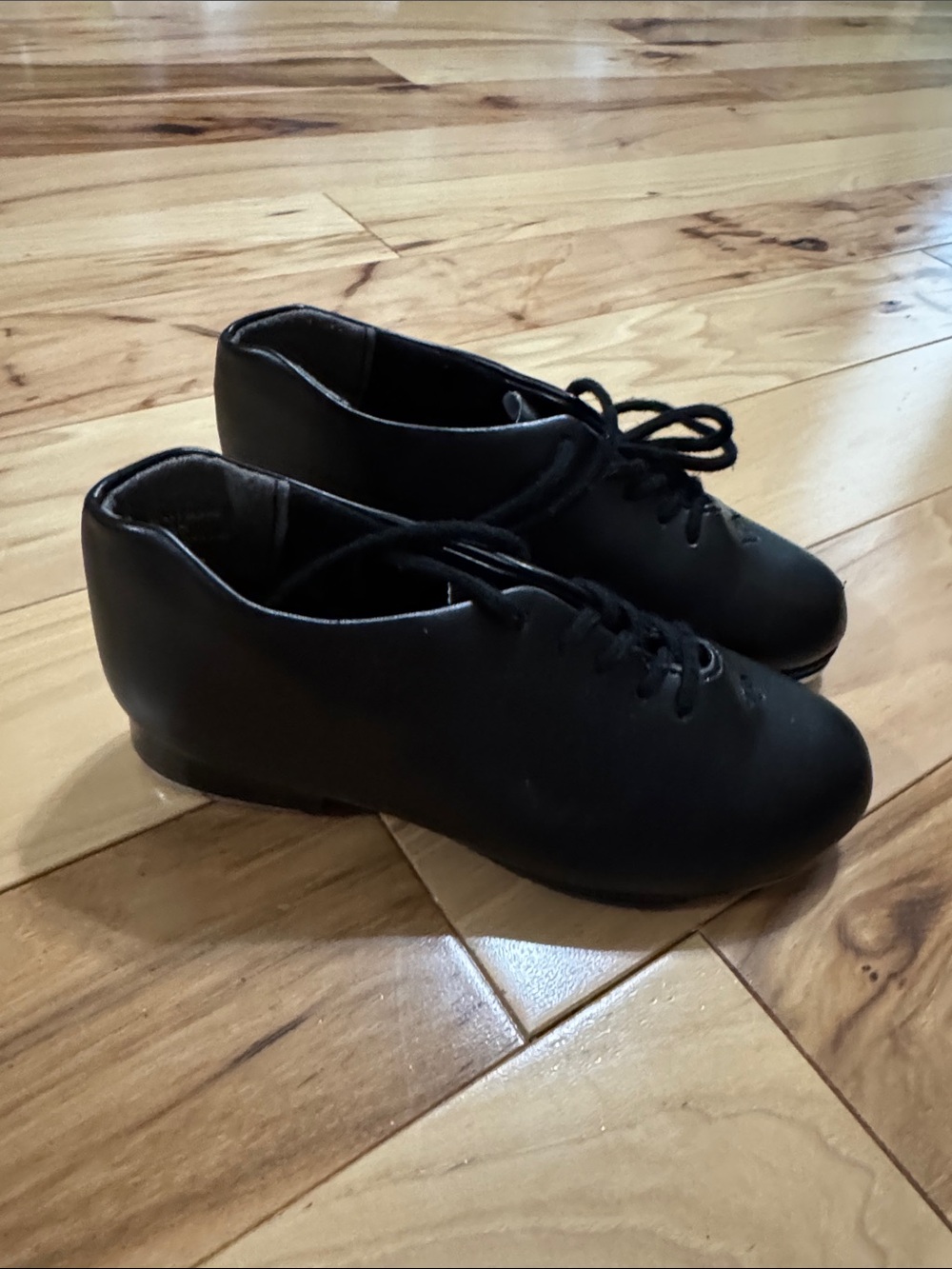 Capezio Black Lace-Up Tap Shoes with Metal Taps